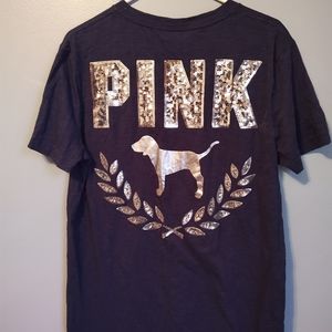 VS PINK bling campus t-shirt navy blue